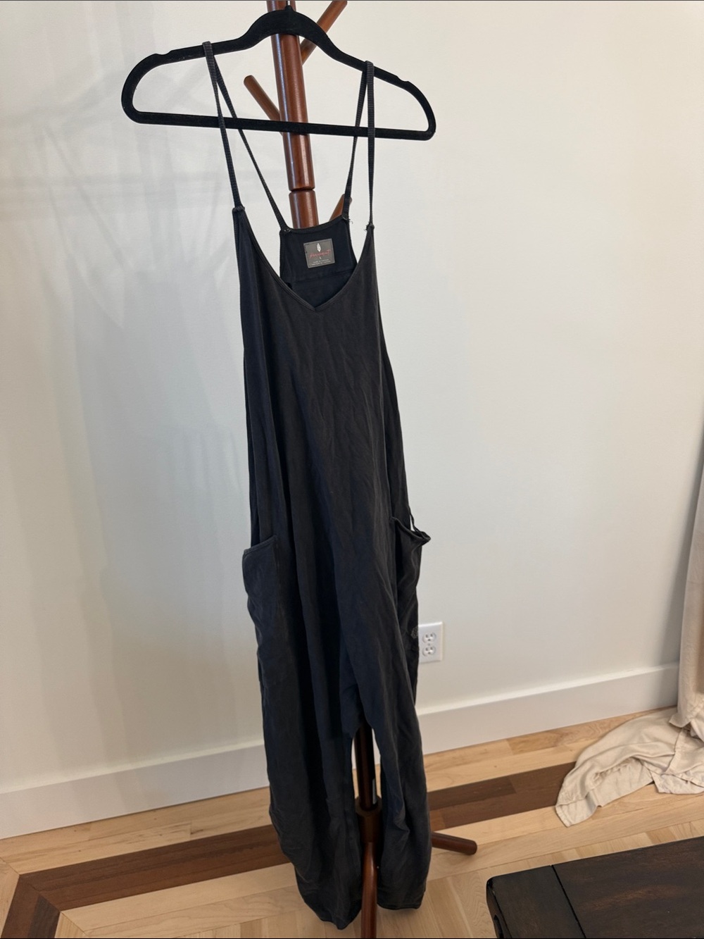 FP Movement by Free People Black Hot Shot Onsie Jumpsuit with Pockets
